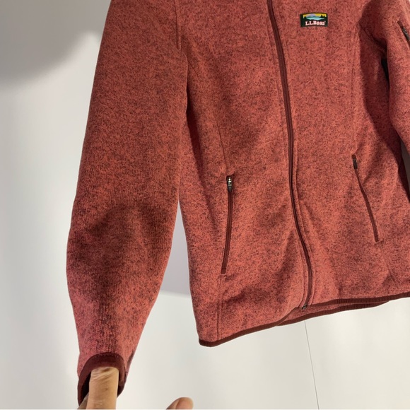 LL Bean Sweater Fleece Full-Zip Long Sleeve Front Pockets Chest Logo Jacket XS - Picture 14 of 15